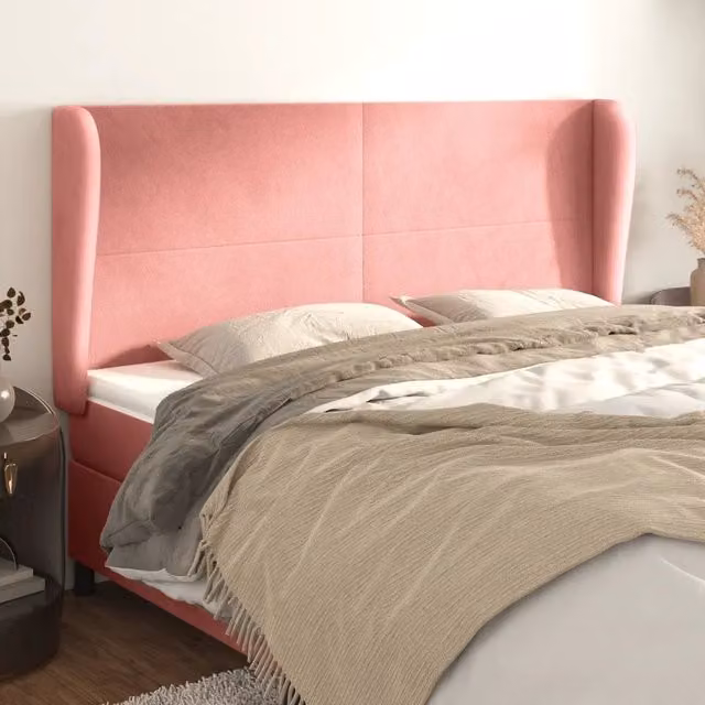 Testiera con Orecchie Design Mania in Velluto Rosa L: 183 cm, P: 23 cm, H: 118/128 cm – 1