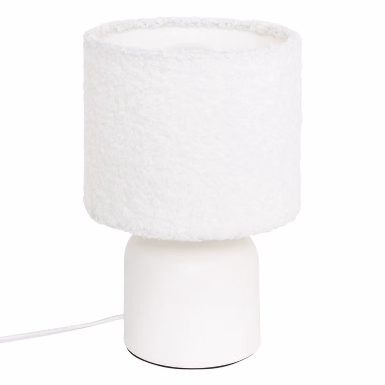 Lampada da tavolo in Vetroceramica BONA con paralume bouclé, diametro 14 cm