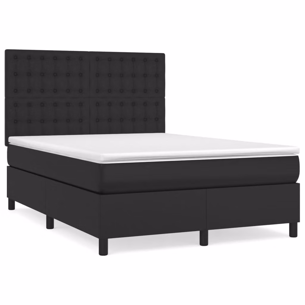 Giroletto a Molle con Materasso Nero 140x200 cm in Pelle finta