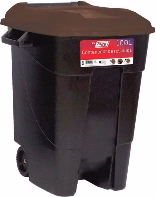 Contenitore di Rifiuti Ecowich 100 Litri - Base Nera e Coperchio Moka