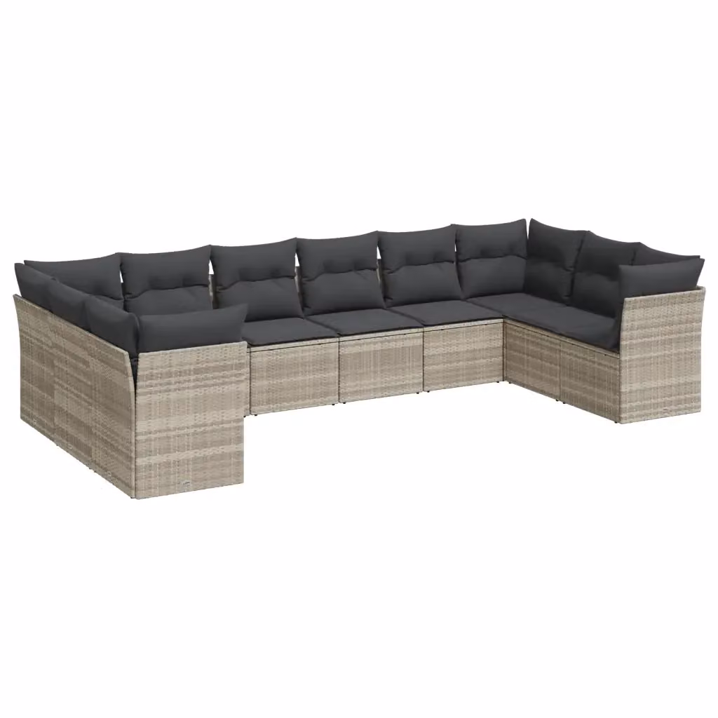 Set Divano da Giardino vidaXL 10 pz con Cuscini Grigio con Struttura in Metallo e Polyrattan – 2