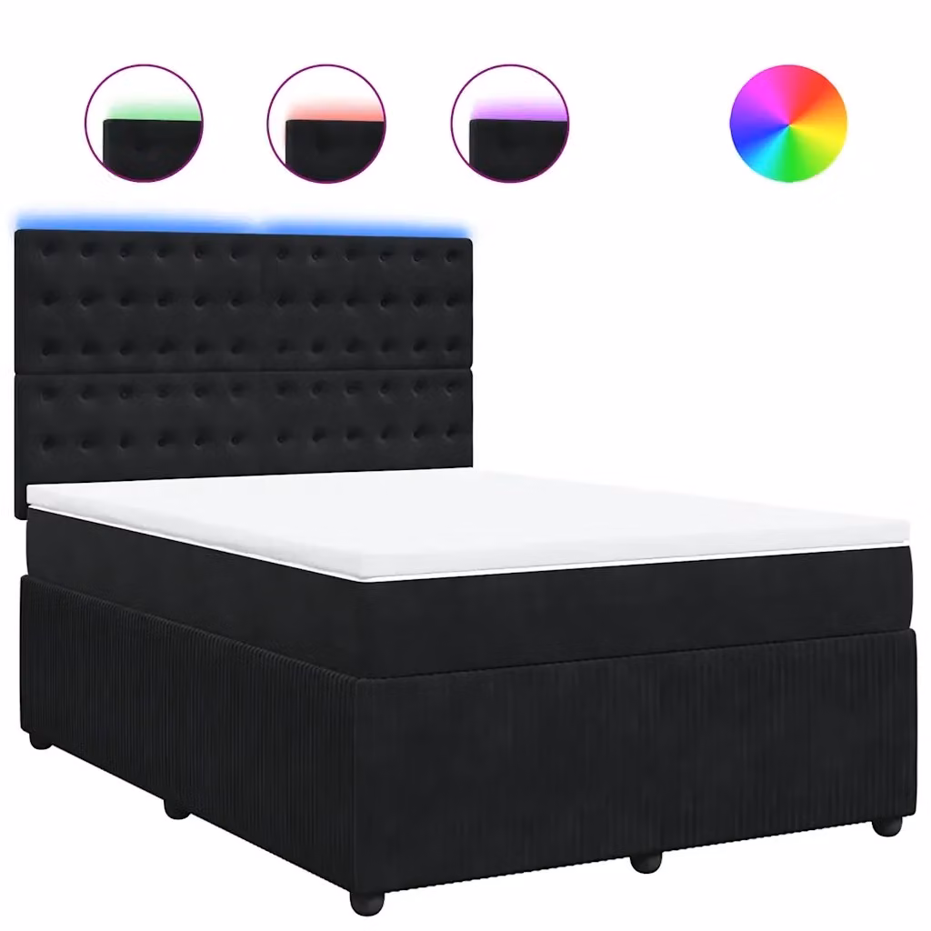 Letto Ibrido con Materasso in Velluto Nero vidaXL L/P: 140 x 200 cm – 2