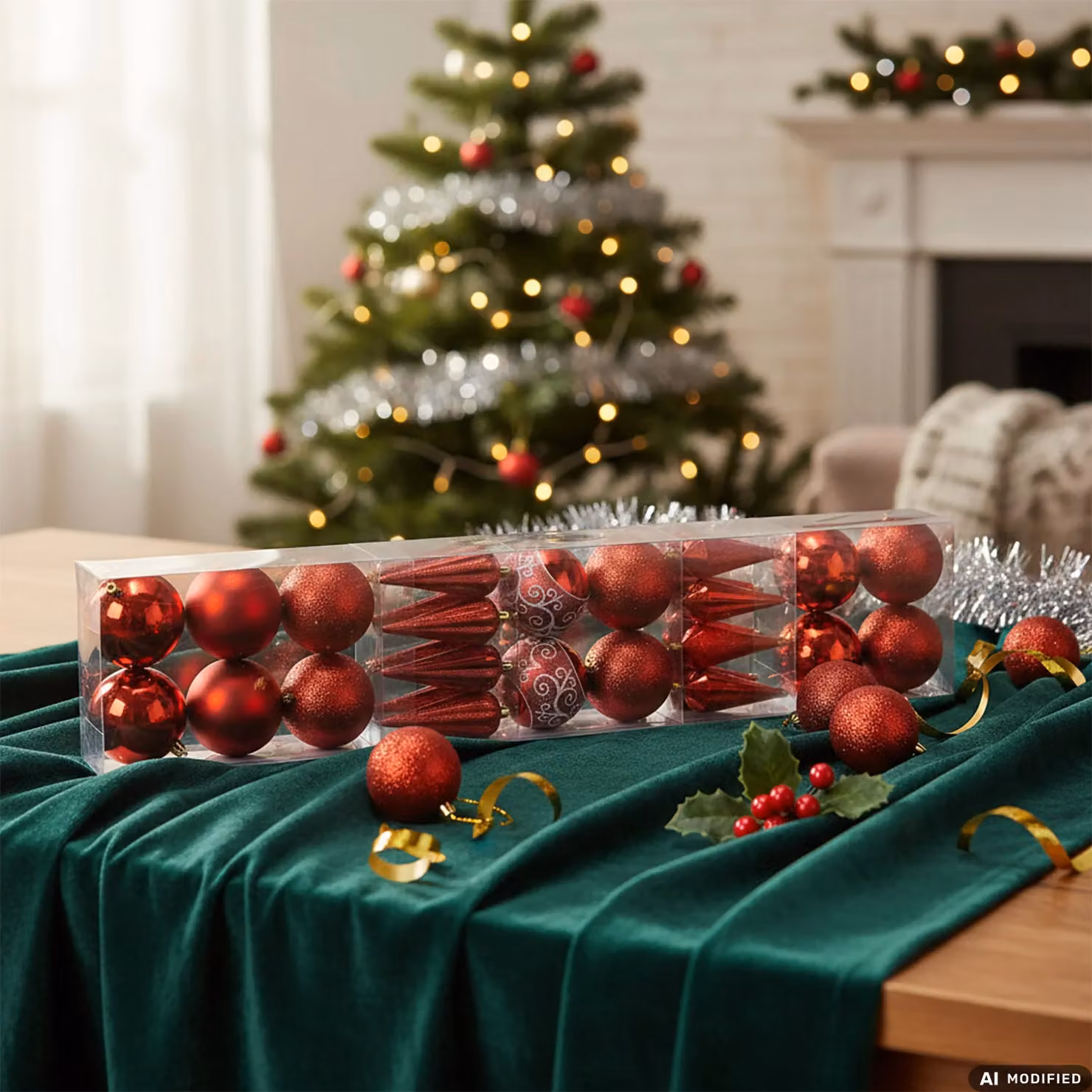 Set di 30 decorazioni natalizie rosse Vestiamo Casa con palline e pendenti rotondi – 2