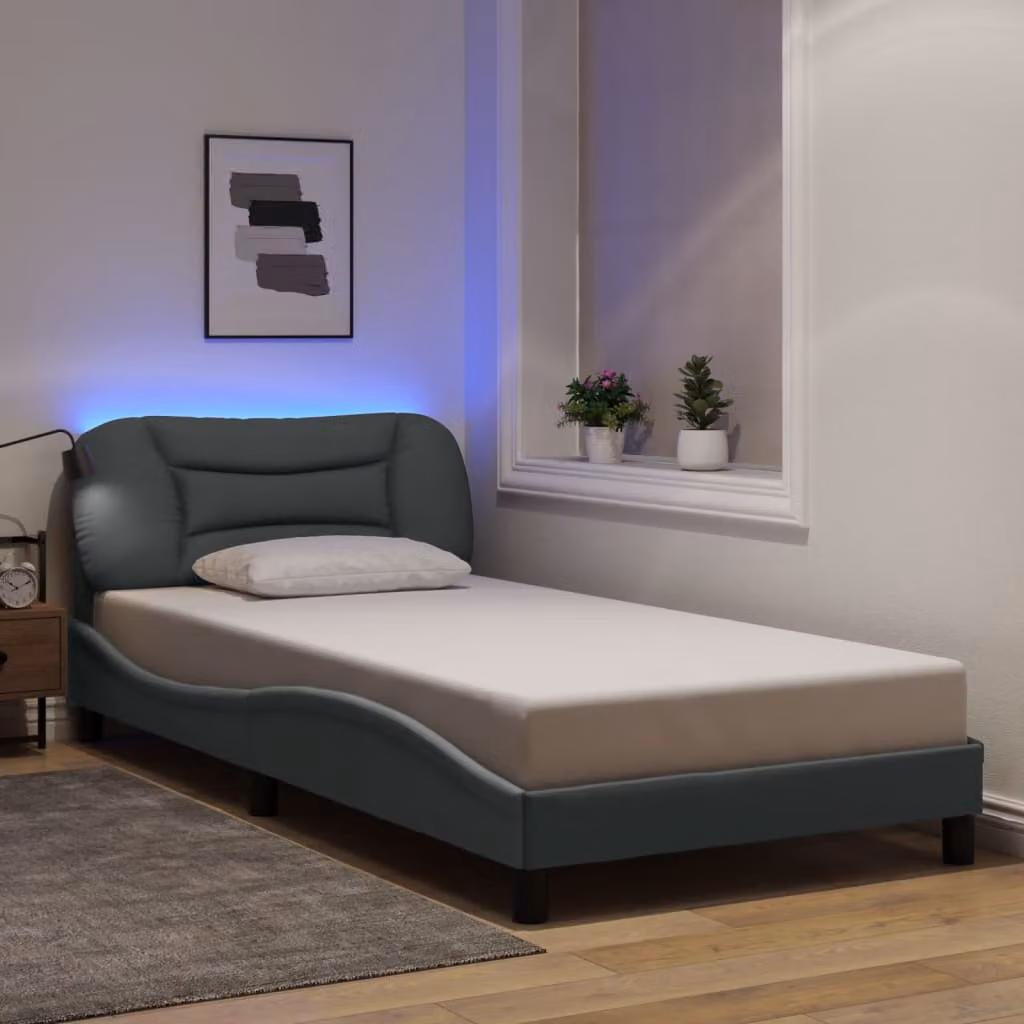 vidaXL Giroletto Hvar Grigio Chiaro con LED e porta USB, L/P: 100 x 200 cm