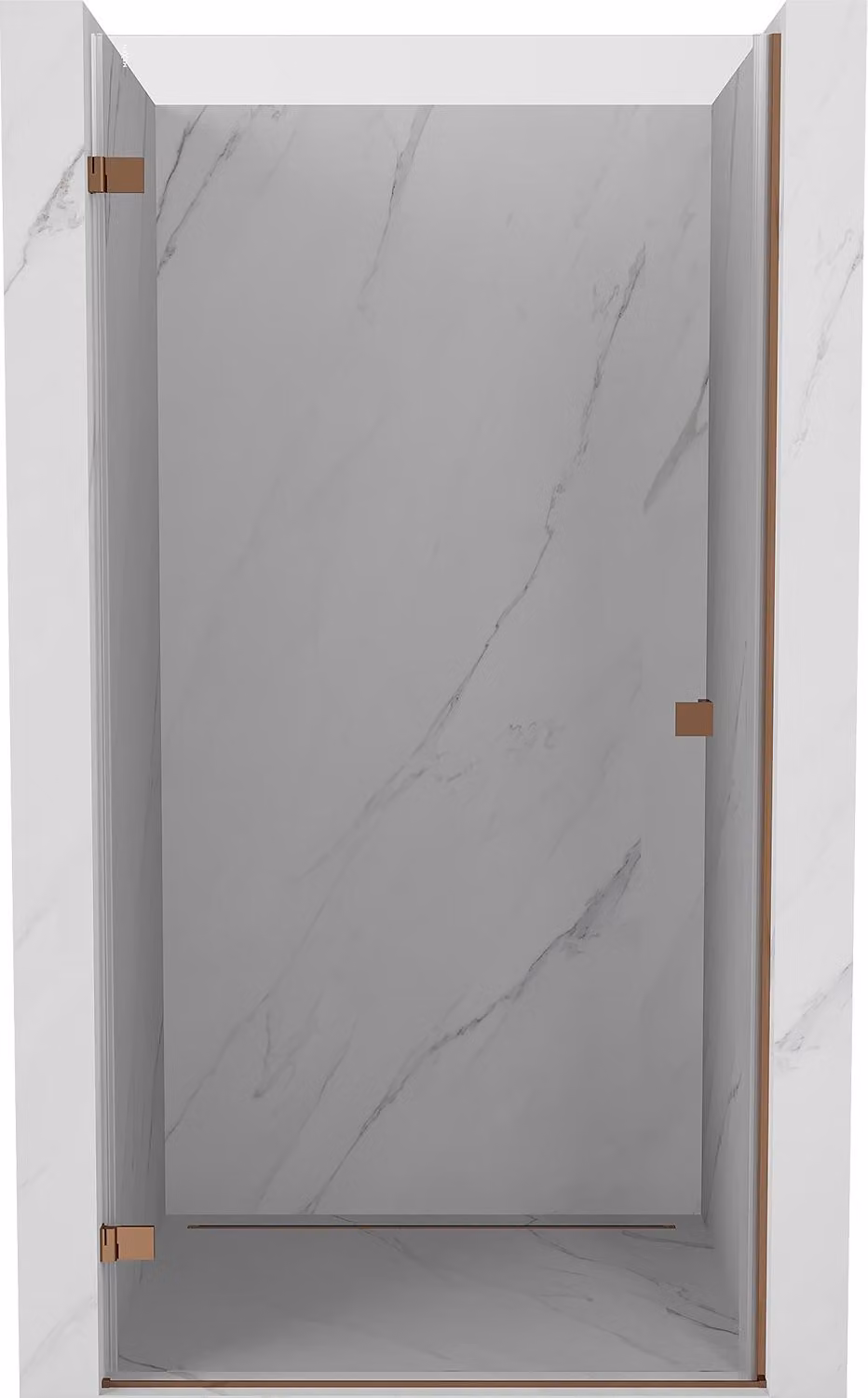Mexen Lunar-B porta doccia a battente sinistra 75 cm, trasparente, oro rosa - 832-075-000-60-00-L