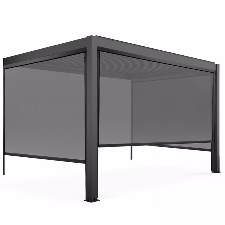 Pergola bioclimatica ad angolo 3x4m e 3 tende - Oviala Oia