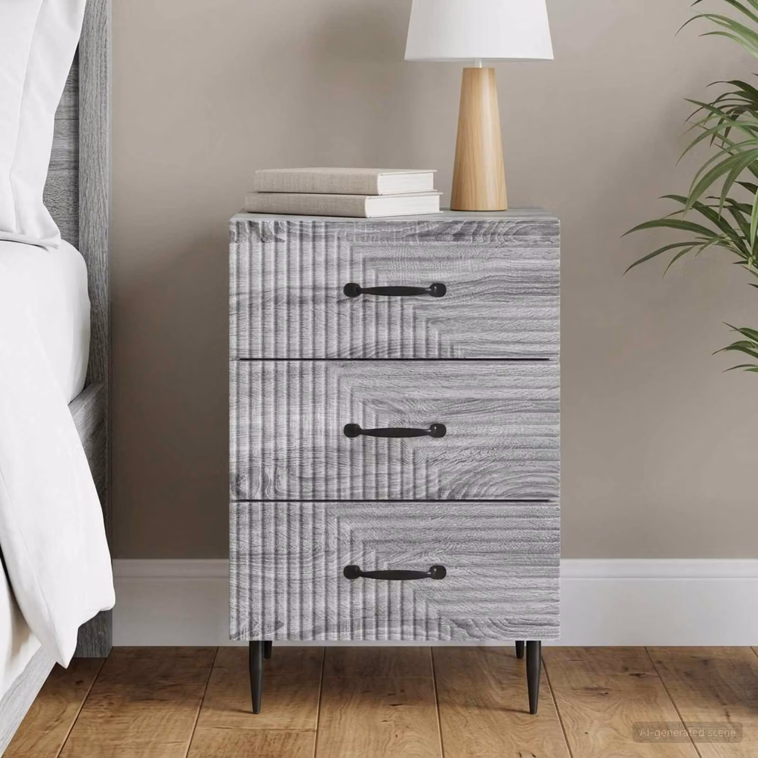 Armadio da notte con cassetto vidaXL Grigio Sonoma L: 43 cm, P: 41 cm, H: 66,5 cm