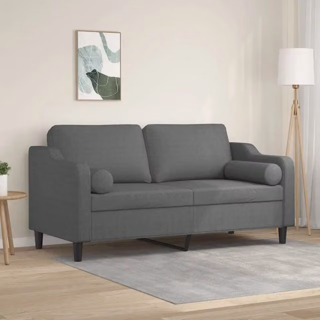 Divano a 2 posti moderno vidaXL in tessuto grigio con cuscini e coperture rimovibili