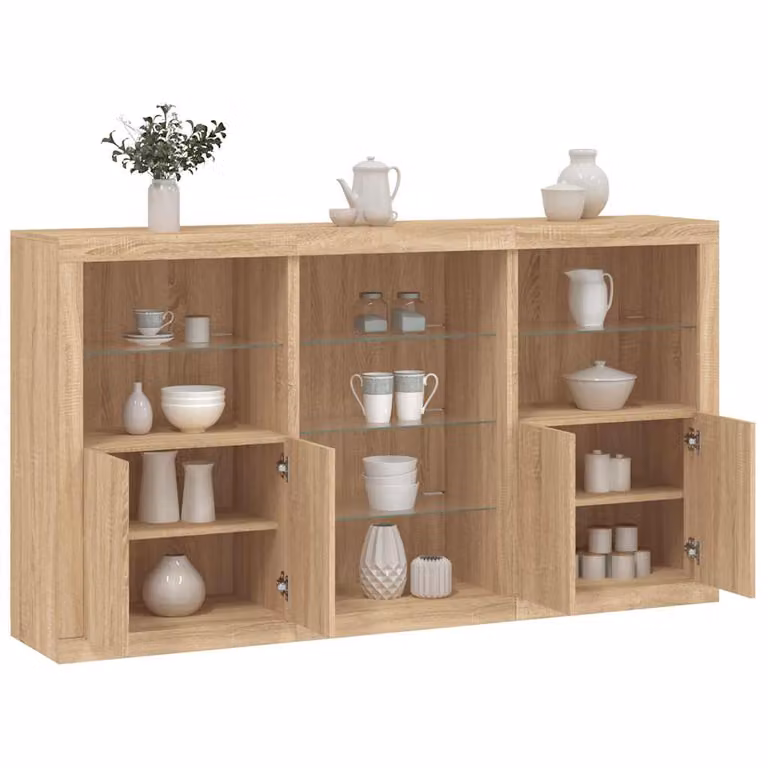 vidaXL Credenza Moderna con Luci LED in Rovere Sonoma, L: 181,5 cm, P: 37 cm, H: 100 cm
