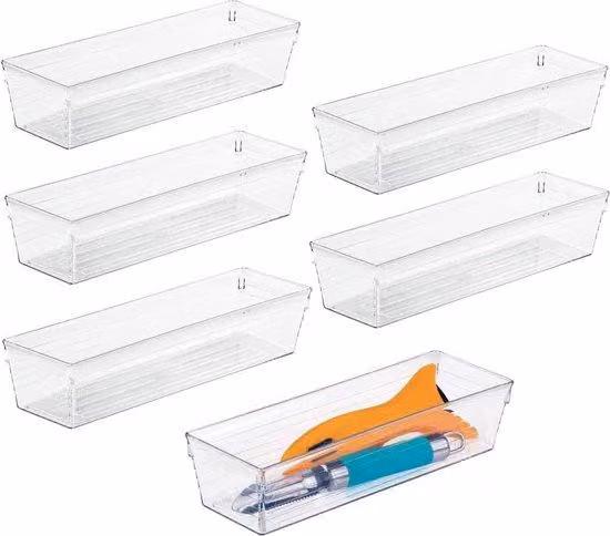 Pratico organizer per ricarica in plastica senza BPA, trasparente, 6 pezzi