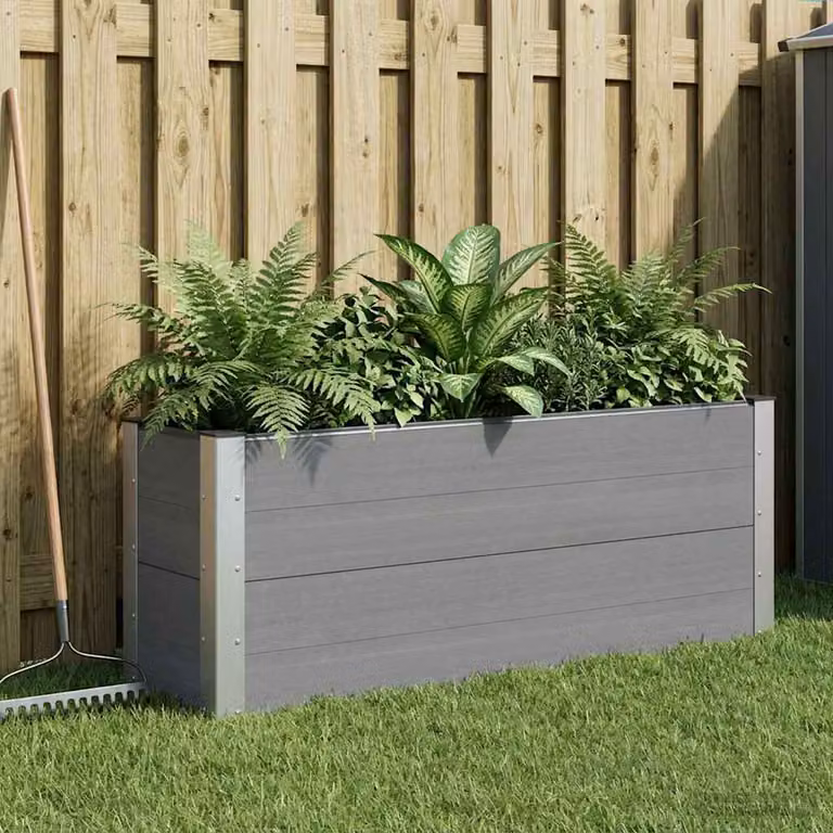 Letto rialzato da giardino vidaXL in WPC e alluminio, Grigio, L: 100 cm, P: 30 cm, H: 72 cm