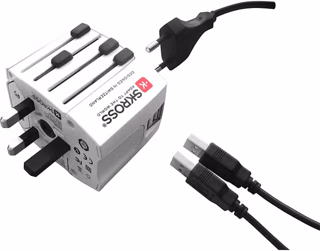 Adattatore da viaggio universale POLYPOOL compatto con 2 porte USB tipo A, bianco, utilizzabile in oltre 150 paesi – 2