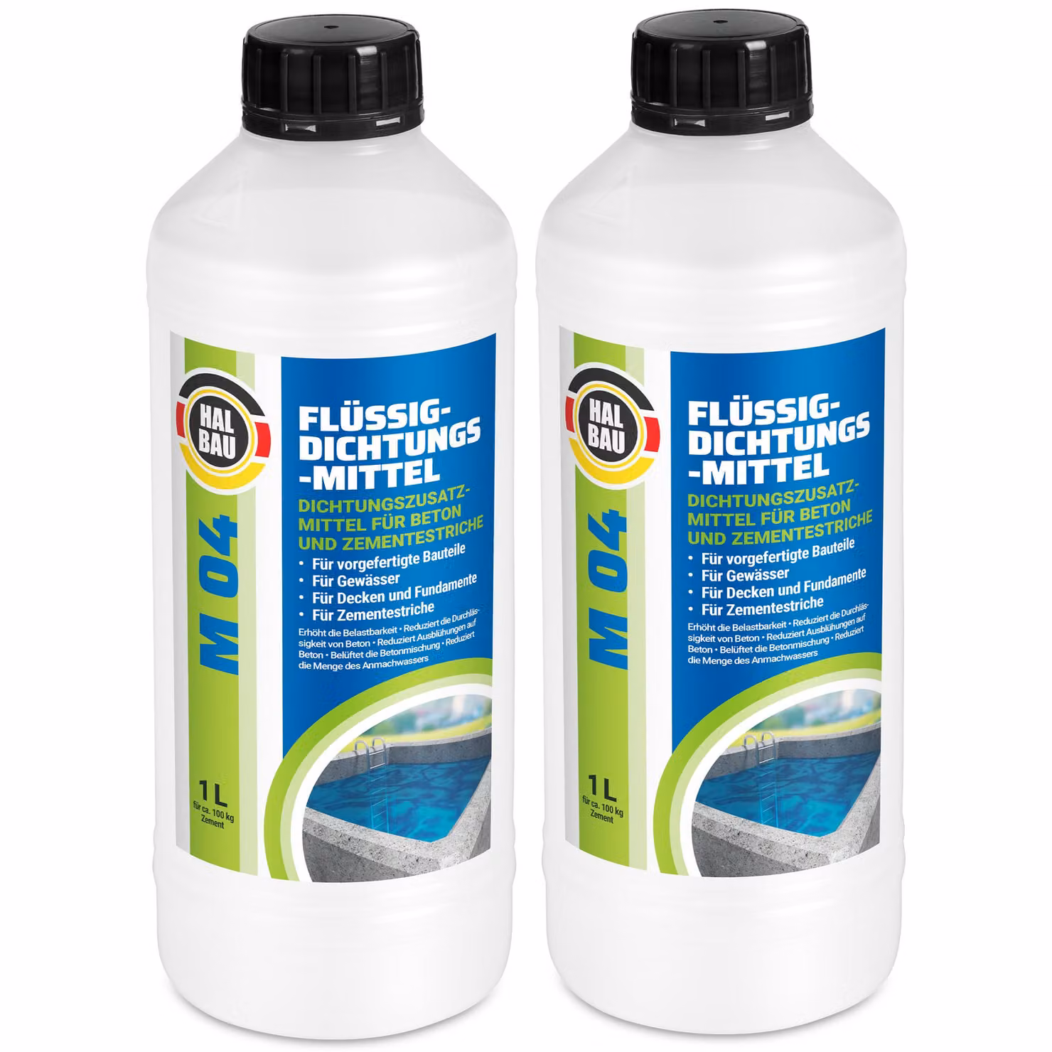 Plastificante Impermeabilizzante Sigillante liquido per calcestruzzo 2 L Massetto cementizio Additivo per malta HALBAU M04