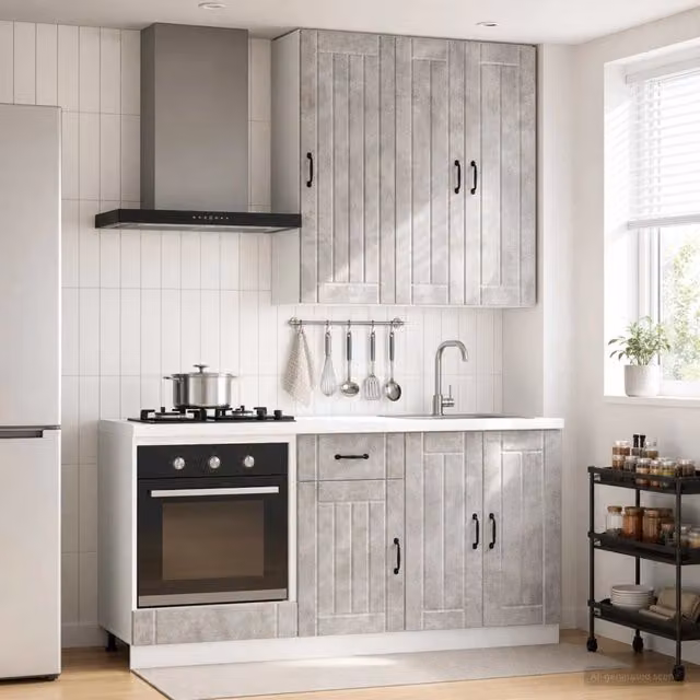 Unità Cucina LUCCA 5 pz Grigio Cemento Legno ingegnerizzato 3438268