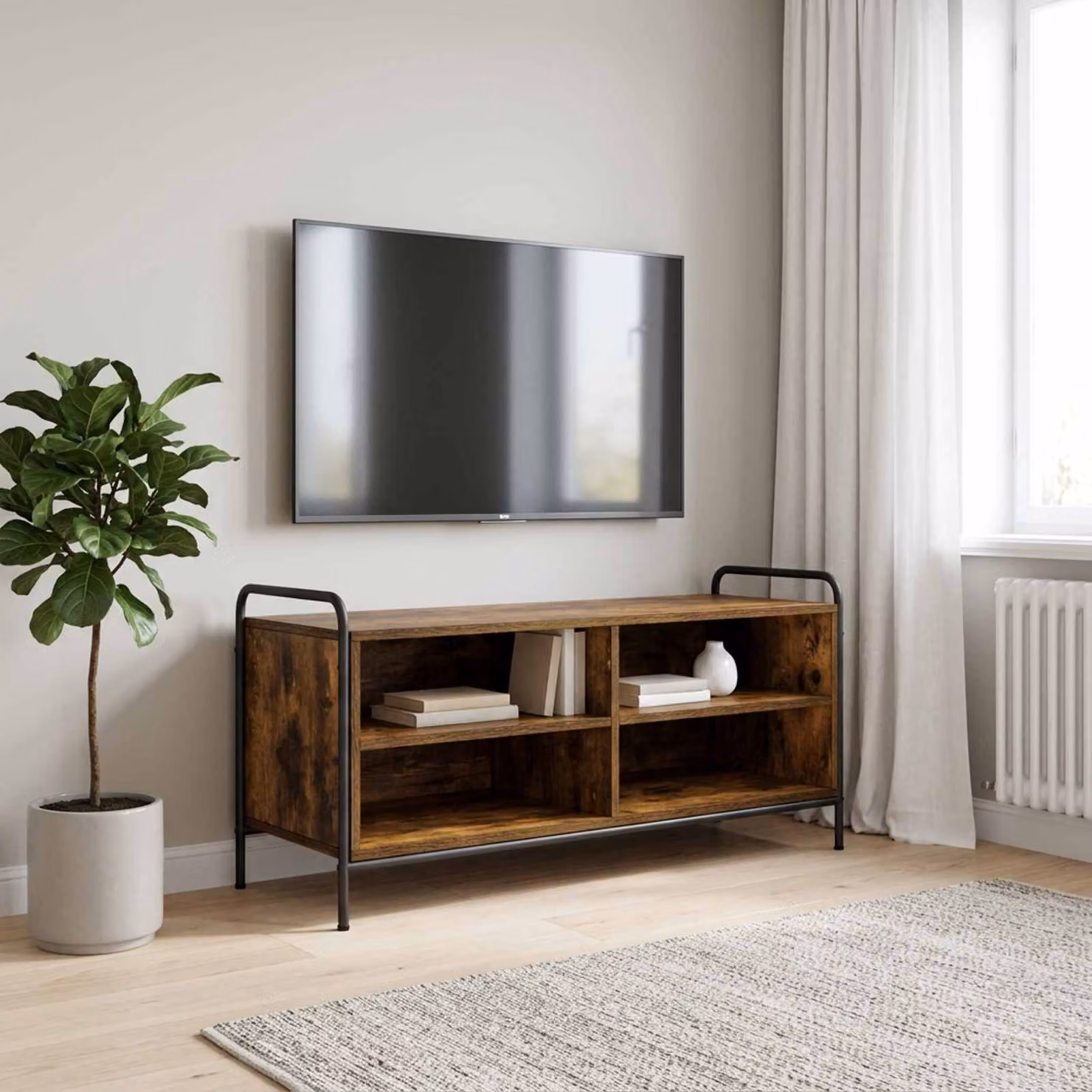 Mobile TV vidaXL in Rovere Fumo, L: 140 cm, P: 39,5 cm, H: 50 cm