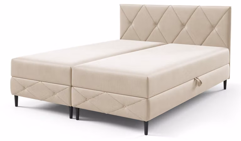 Letto con rete a molle Wianec, imbottitura in crema, dimensioni 140 x 200 cm