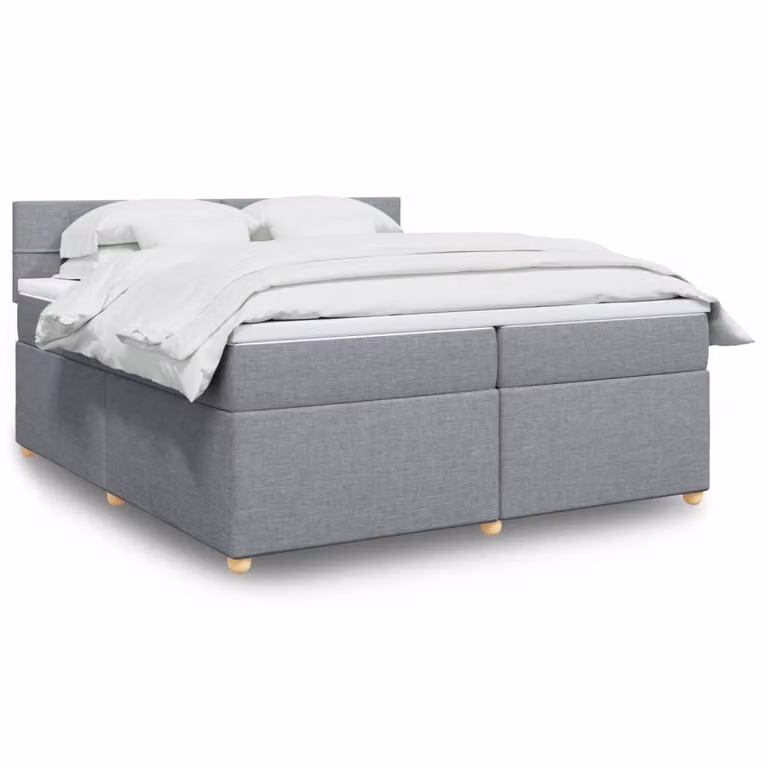 vidaXL Giroletto a Molle con Materasso Ibrido in Tessuto Grigio e Bianco L/P: 200 x 200 cm