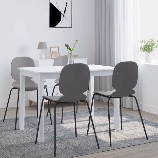 Tavolo da pranzo moderno rettangolare bianco vidaXL in legno di Hevea e MDF laccato lucido L: 114 cm, P: 71 cm, H: 75 cm – 1