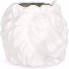 Vaso in ceramica Jaiden Leone JAIDEN Bianco L: 27 cm, P: 23,1 cm, H: 20,5 cm