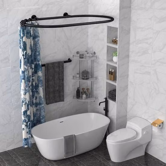 Maniglia per doccia ovale - per vasca da bagno libera - nero - alluminio