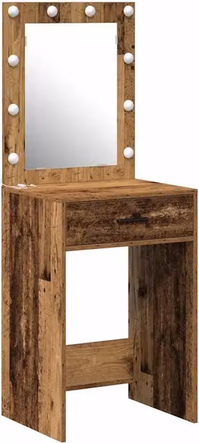 Toeletta con cassetto in legno marrone stile minimalista L: 50 cm, P: 41 cm, H: 135 cm – 1