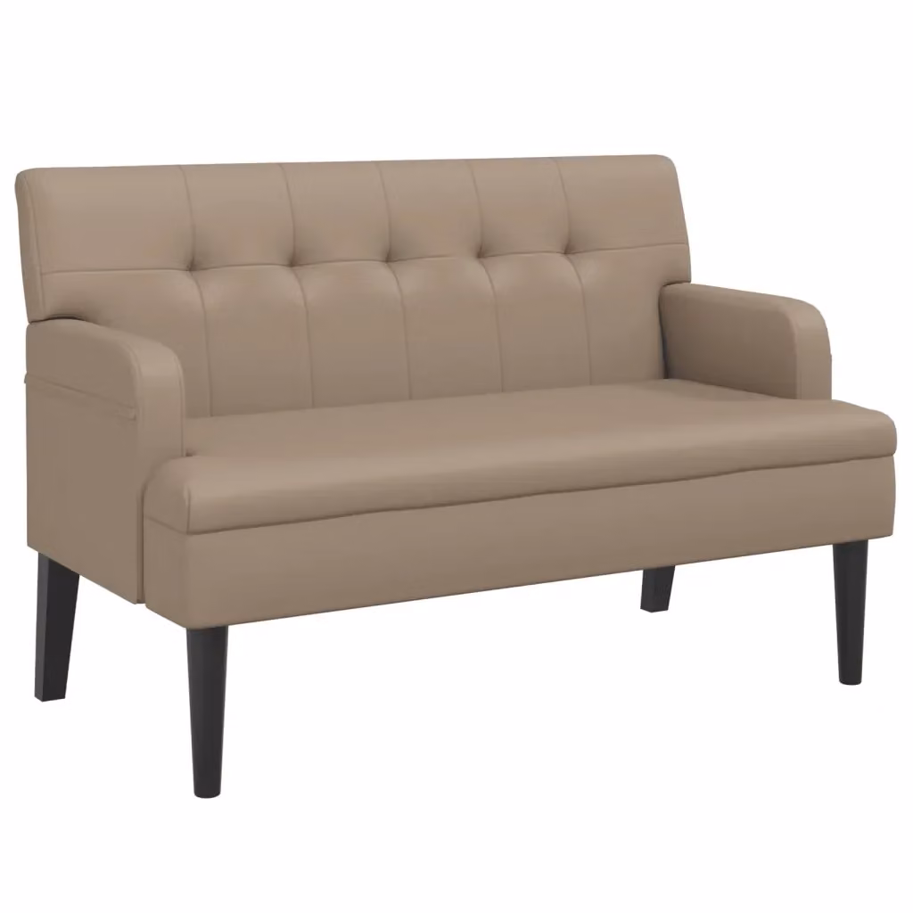 Panca con schienale vidaXL in similpelle beige L: 112 cm, P: 65,5 cm, H: 75 cm – 2
