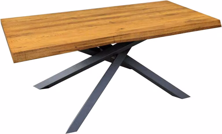 Milani Home - tavolo da pranzo fisso 160 x 90 x 75 cm, rovere, piano in legno e gambe in acciaio nero