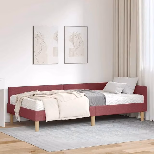 Letto Angolare con 2 Materassi in Schiuma vidaXL, Colore Rosso, L/P/H: 100 x 200 x 204 cm – 1