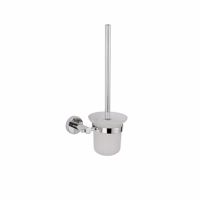 Scopino WC con ciuffo in setole da muro in acciaio inox AISI 304 Gedy 5033-03 serie PROJECT Cromato