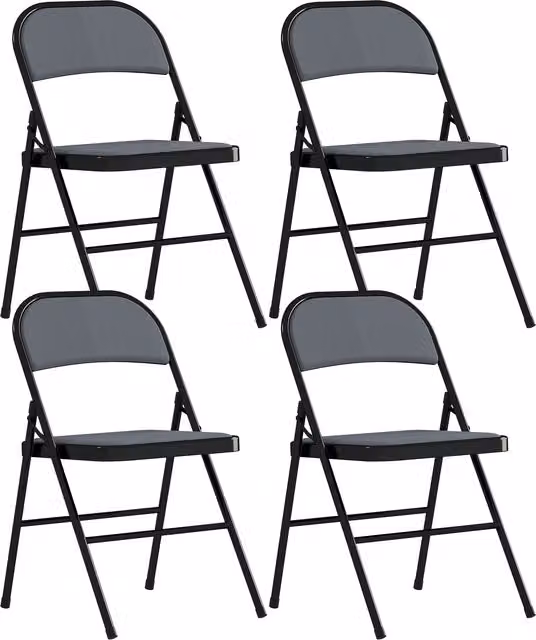 Set da 4 sedie pieghevoli HOMCOM per sala da pranzo in tessuto e acciaio, grigio, H 78 x L 45 x P 46 cm
