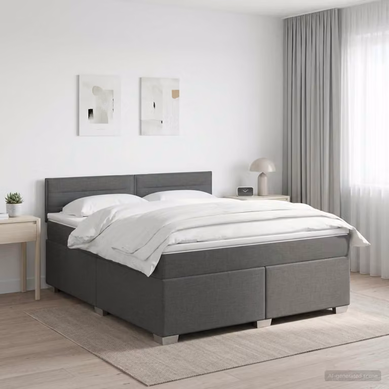 Maison Exclusive - Letto boxspring con materasso grigio scuro 160 x 200 cm tessuto