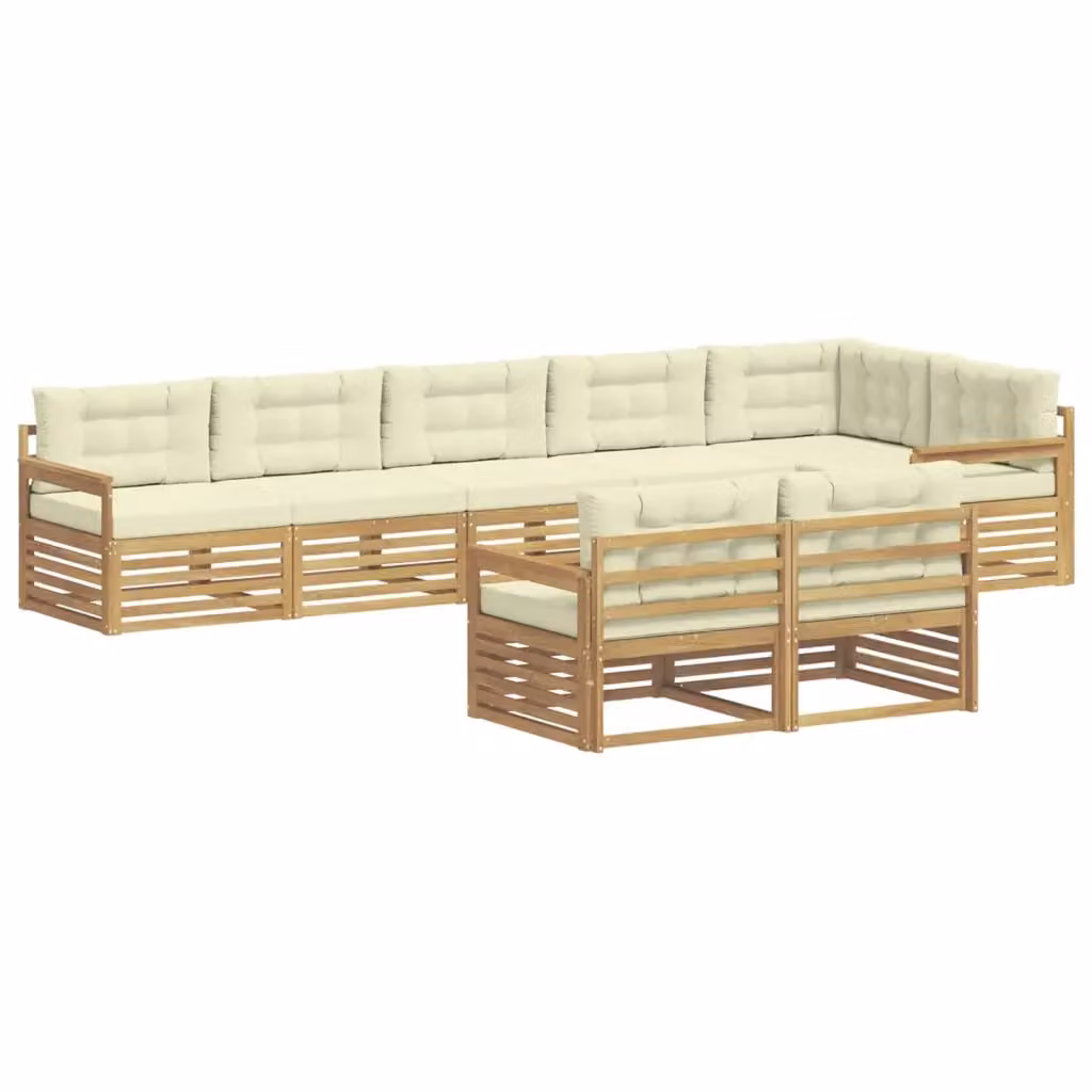 Set di divani da esterno a L con 8 pezzi vidaXL in legno di acacia, colore bianco e beige – 2