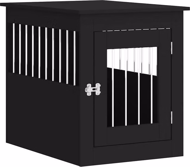 Gabbia per cani da arredamento nera in legno multistrato e metallo L: 55 cm, P: 75 cm, H: 65 cm CFW7204942