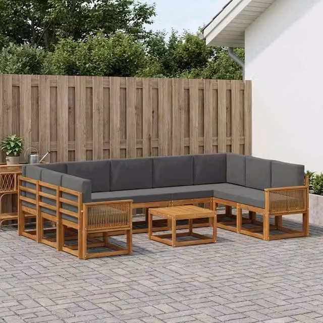 Set di divani da esterno 10 pz Naturale e Antracite 3385558