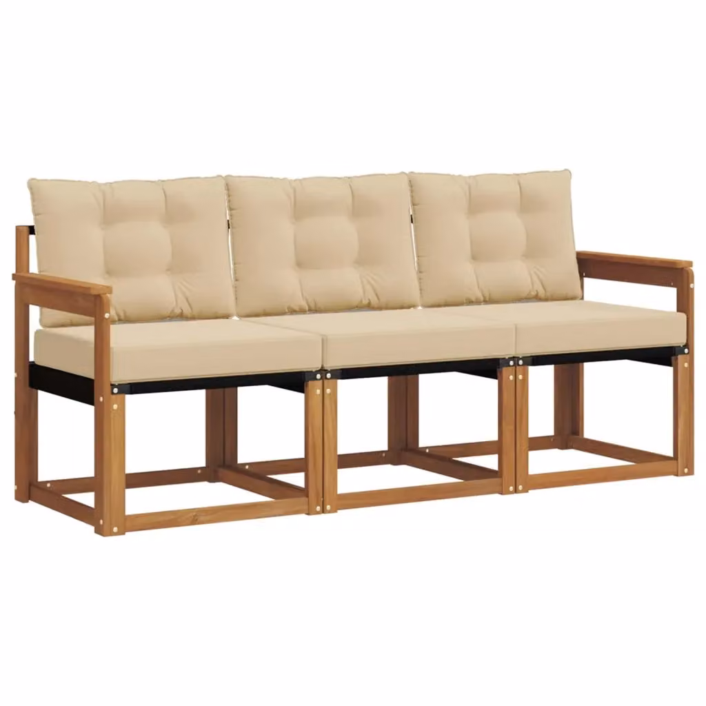 Set di divani da esterno vidaXL in legno di acacia e tessuto beige con cuscini inclusi – 2