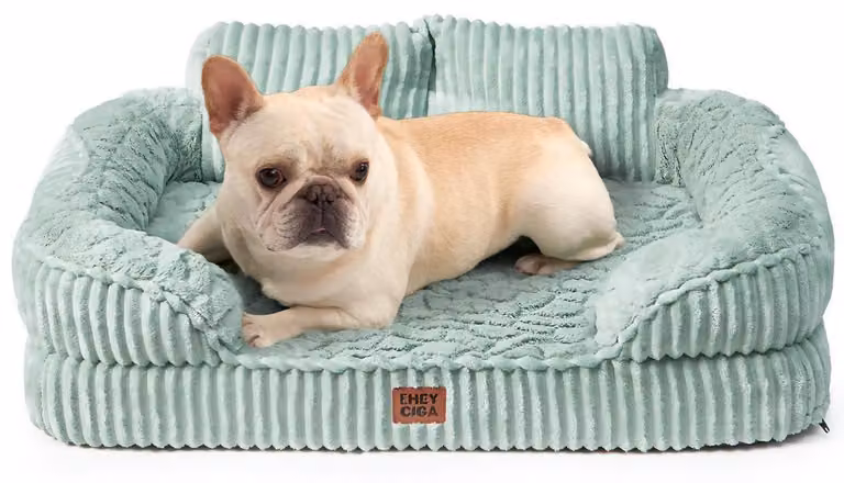 Cuccia ortopedica per cani, 76x51 cm, color verde giada, con supporto per il collo