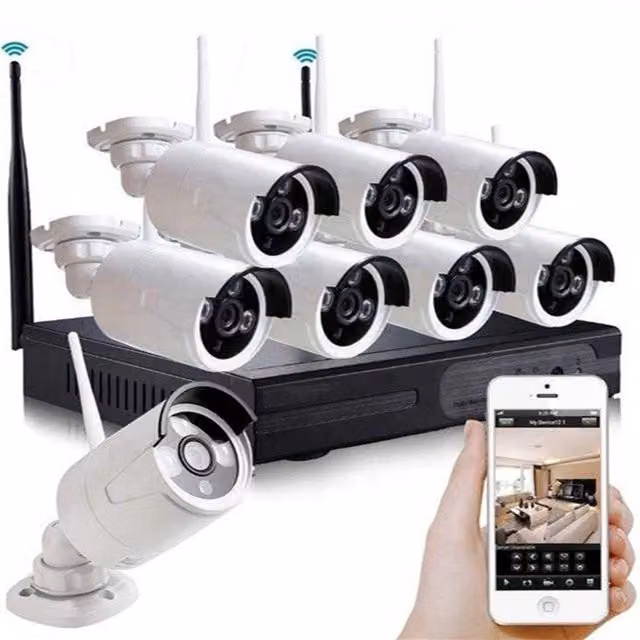 Sistema di videosorveglianza CCTV Trade Shop con 8 telecamere 4K Q-S8PRO e NVR Wi-Fi colore bianco