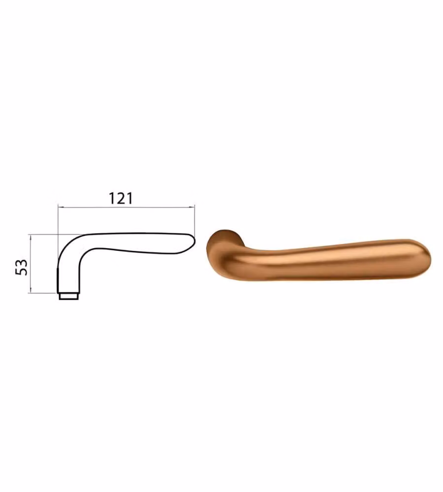 Maniglia Singola in  Alluminio Bronzato per Porte Blindate Quadro 8mm