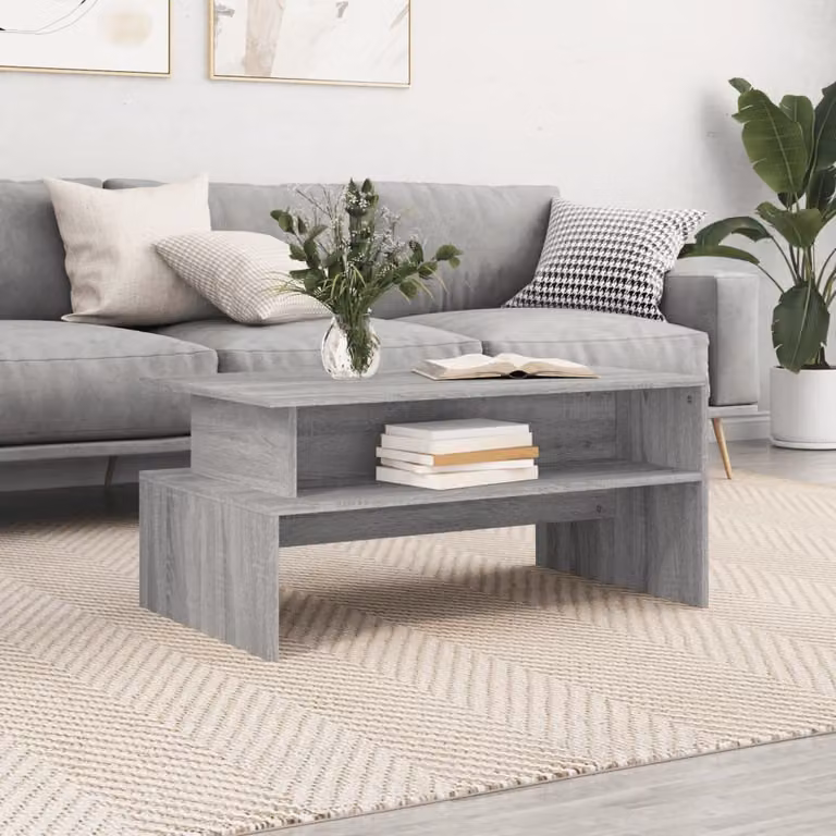 Tavolino da salotto vidaXL in legno e MDF, colore grigio, L: 90 cm, P: 55 cm, H: 42,5 cm