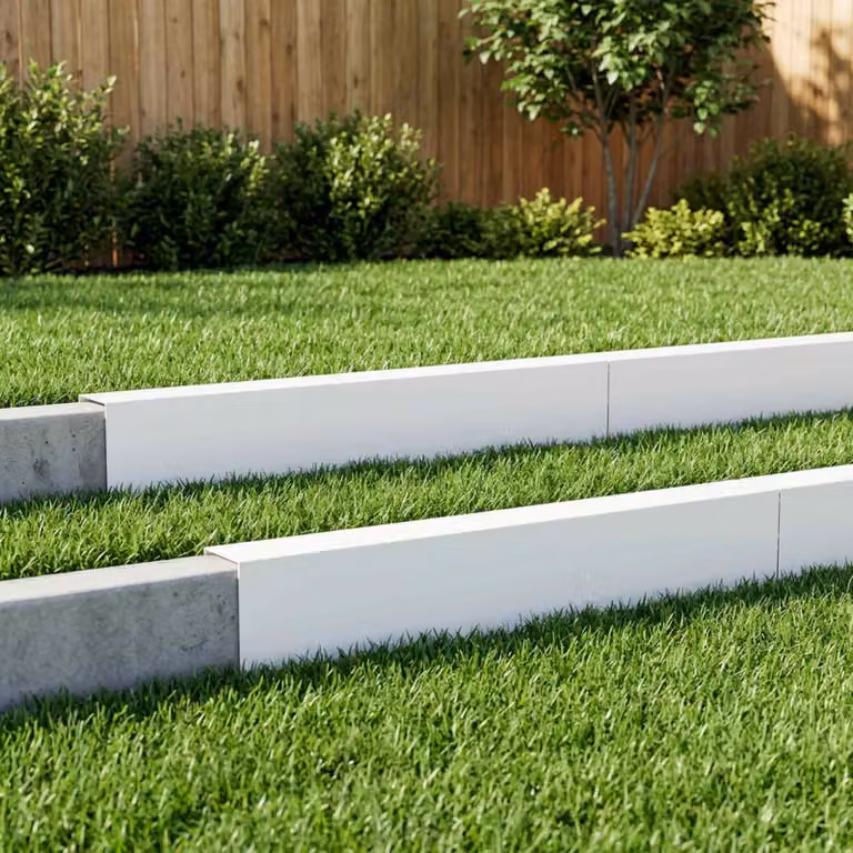 Set di 10 profili di copertura per giardino vidaXL in acciaio, colore bianco, L 100 cm x P 10 cm x H 15 cm