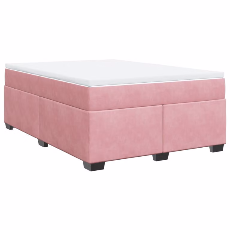 Giroletto a Molle con Materasso Rosa 140x200 cm in Velluto