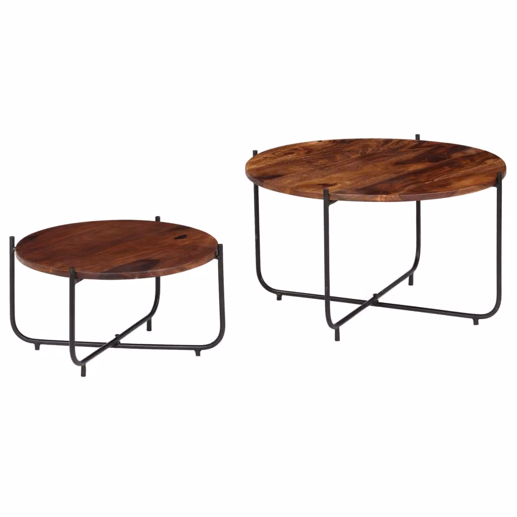 vidaXL Set di 2 tavolini in legno massiccio di acacia 60x35 cm