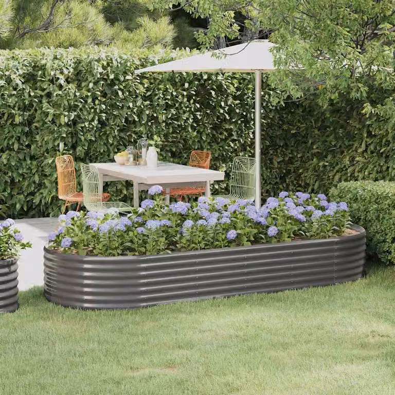 Letto rialzato da giardino vidaXL in acciaio zincato grigio L: 249 cm, P: 100 cm, H: 36 cm