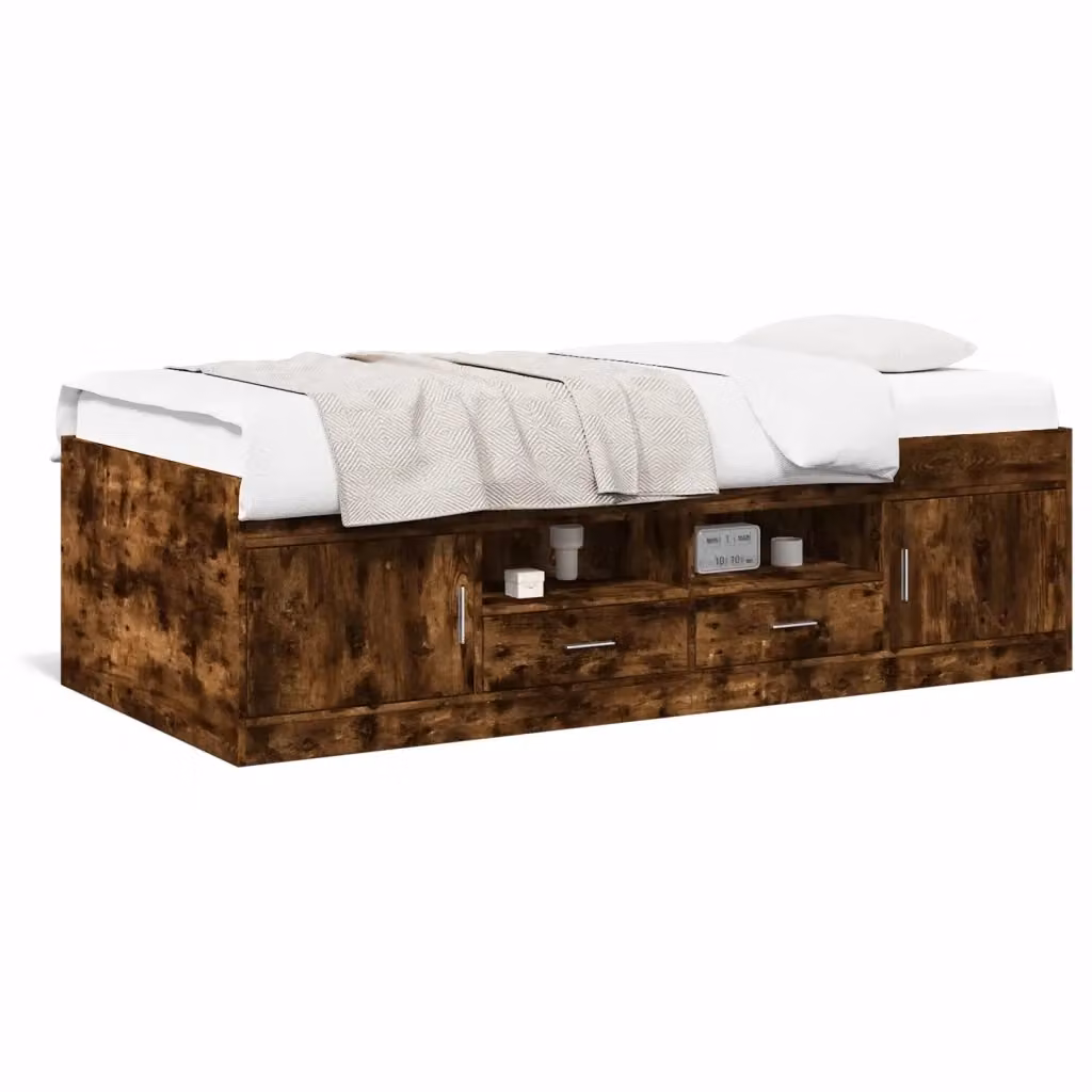 vidaXL Divano Letto Moderno con Cassetti in Rovere Fumo, L/P/H: 200 x 90 x 52 cm – 2
