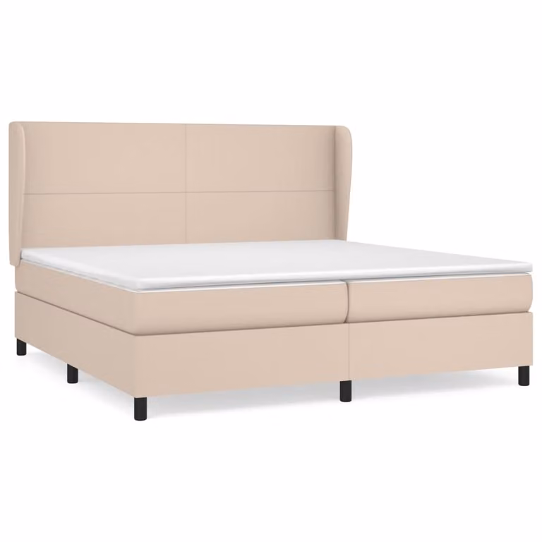 Giroletto a Molle con Materasso Cappuccino 200x200cm Pelle finta