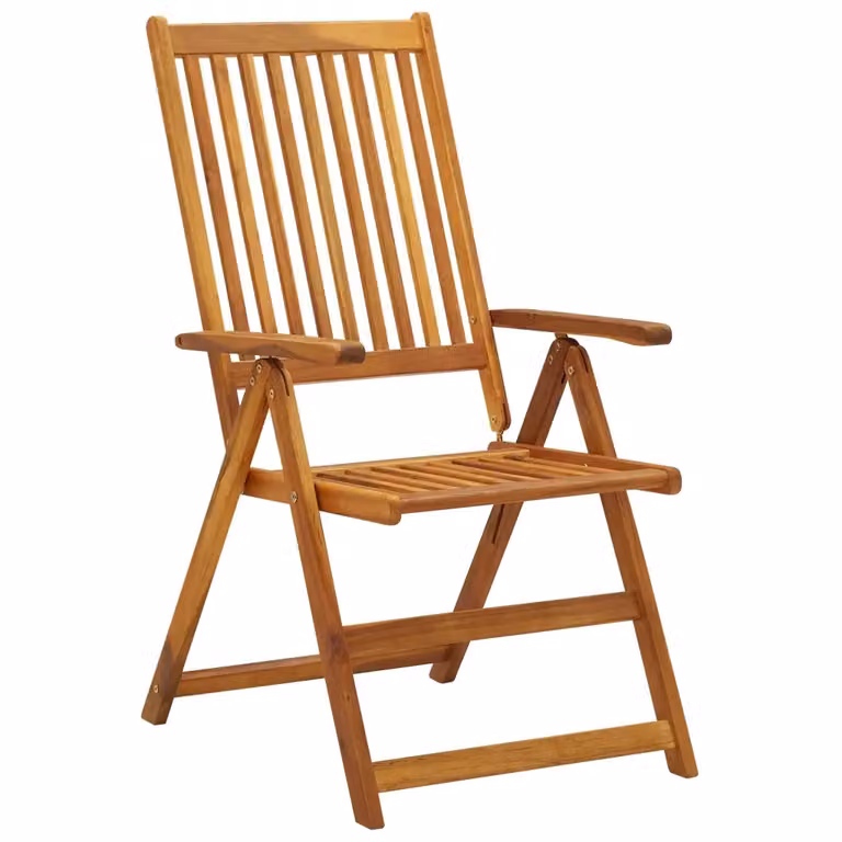 Set di 3 sedie pieghevoli vidaXL in legno di acacia oliato con cuscini in tessuto verde e marrone per giardino e terrazza