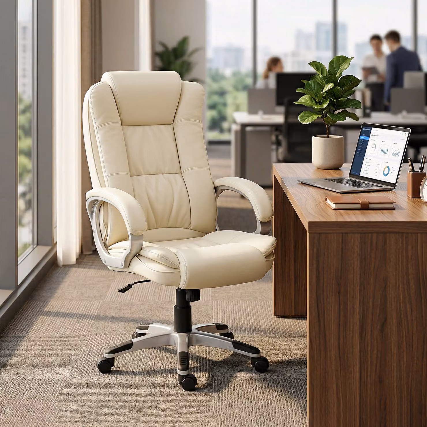 Sedia da ufficio ergonomica HOMCOM in pelle PU nera con funzione dondolo, schienale alto e altezza regolabile, portata massima 120 kg – 2