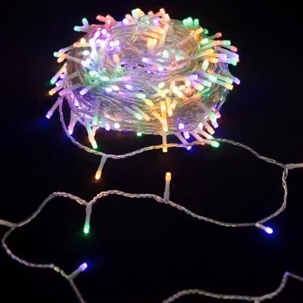 Catena luminosa a LED, 20 metri, RGBY, 200 LED, bassa tensione, grado di protezione IP44