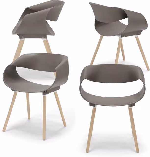 Set 4 sedie in polipropilene DILETTA con gambe in faggio, resistente ai raggi UV, design moderno, ideale per sala da pranzo, cucina, sala d’attesa, bar, ristoranti, colore Petrolio