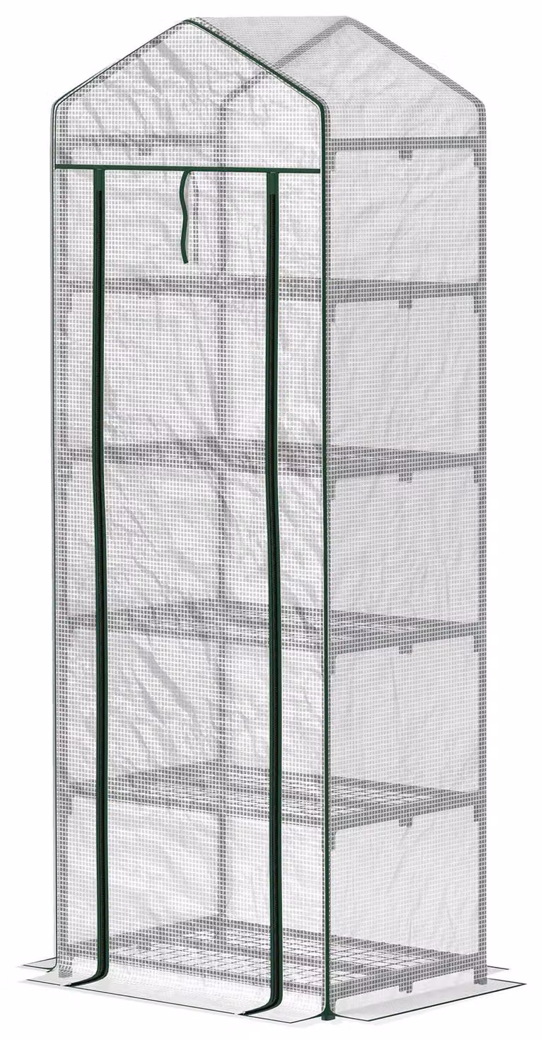 Mini serra per fiori e ortaggi | Colore: bianco, trasparente | Dimensioni: 49x69x193 cm